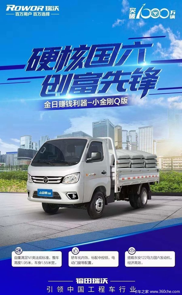 福田瑞沃工程车福田小金刚q版国六自卸车