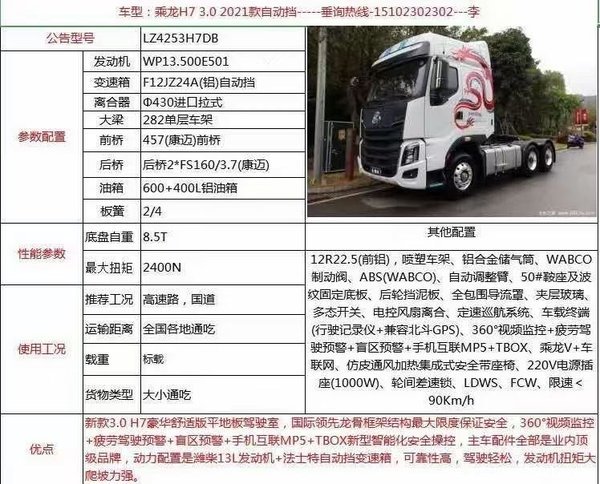 乘龙自动挡500马力 性价比超乎想象 价格3?? 等你来电133