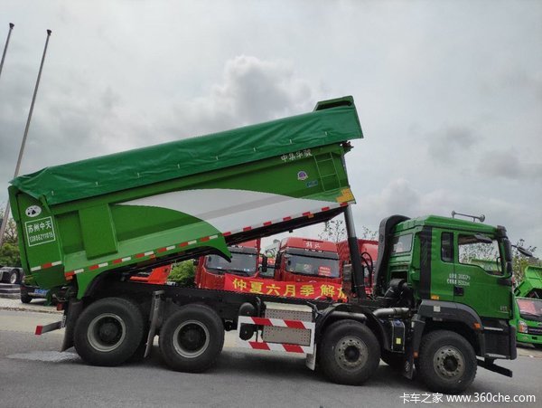 陕汽德龙m3000s渣土运输车375马力潍柴发动中集华骏大箱