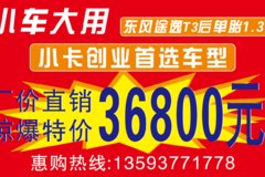 仅需36800，东风途逸T3开回家！创业首选的小卡车型