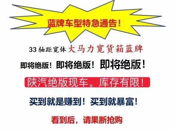 0首付0利息 陕汽蓝牌轻卡开回家       