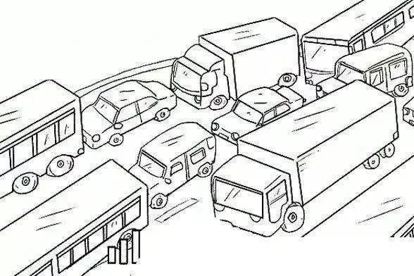 关于交通堵车的简笔画图片