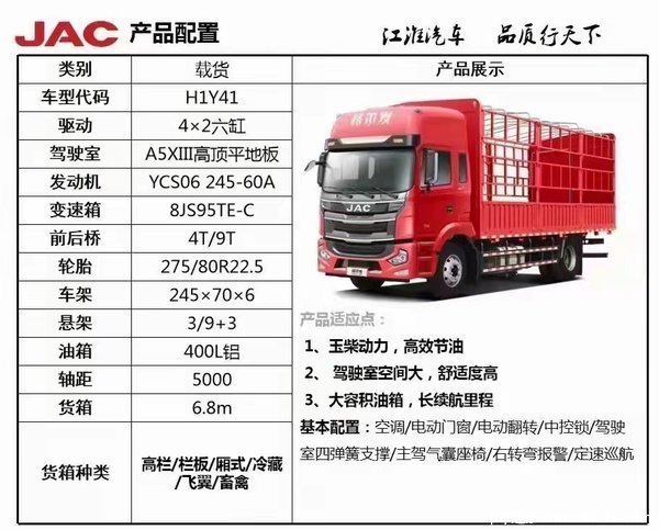 遵义玉强江淮格尔发A5国六载货车惊爆价211800元钜惠来袭！