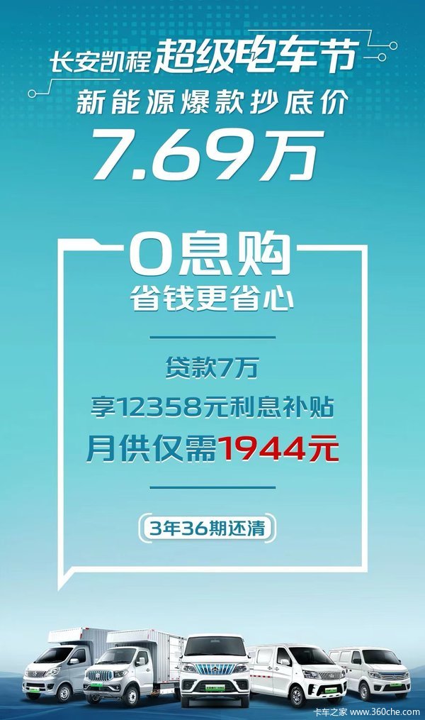 新能源爆款低至7.69万，长安凯程超级电车节