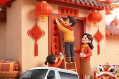 初三迎祥，岁岁长安，蓝猫明窗叙亲友，商乘皆宜共期未来