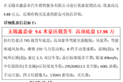 9.6米豪沃大单桥潍柴发动机 高顶底盘优惠大促销直降4.88万
