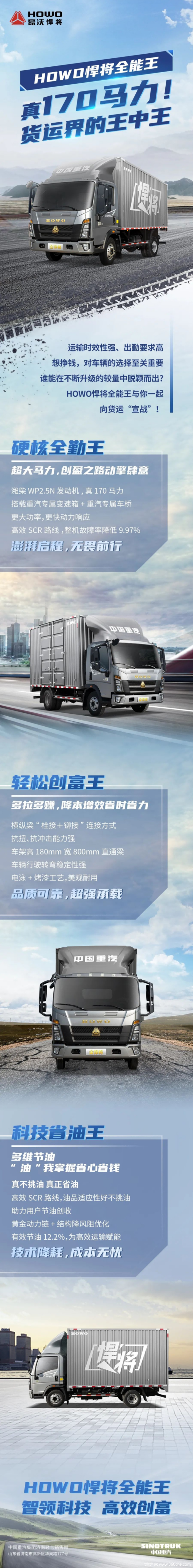 HOWO悍将全能王真170马力!货运界的王中王