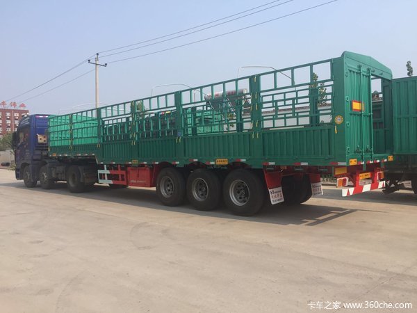 13米鹅颈高低板高栏仓栅式半挂车图片