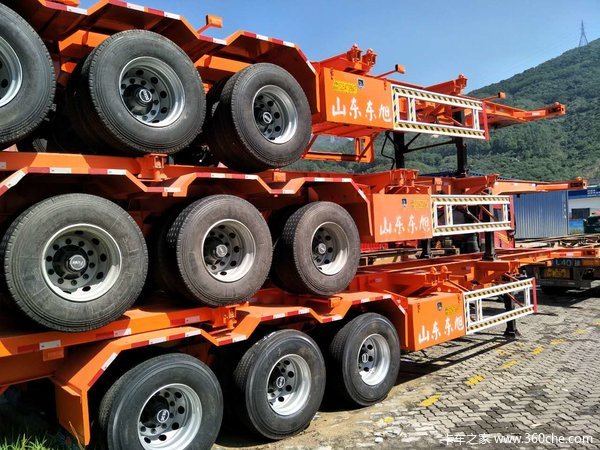 华海通汽车40英尺2.5米宽轻量化骨架车集装箱式半挂车图片