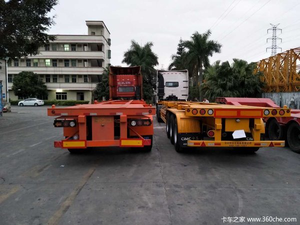 华海通汽车40英尺2.5米宽轻量化骨架车集装箱式半挂车图片