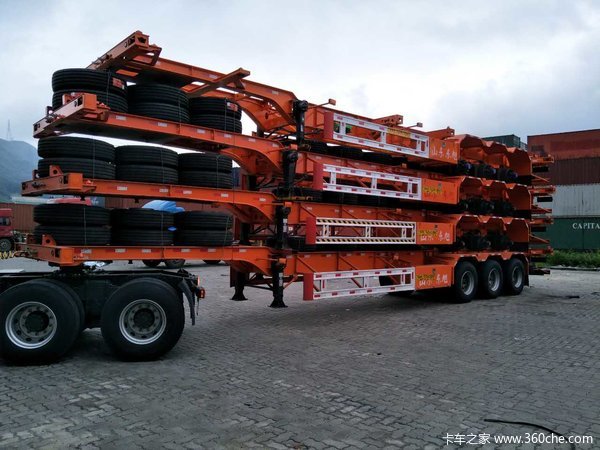 华海通汽车40英尺2.5米宽轻量化骨架车集装箱式半挂车图片