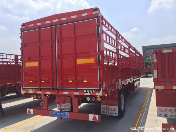 13米红荷高低板高栏仓栅式半挂车图片