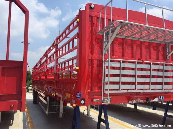 13米红荷高低板高栏仓栅式半挂车图片