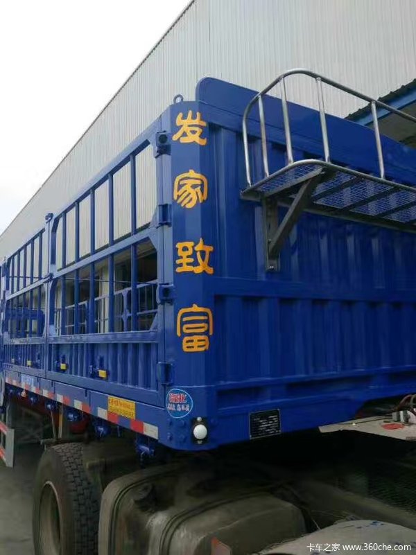 13米平直高栏仓栅式半挂车图片