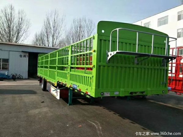 苍蓝车，自重5.8吨，承载普货55吨仓栅式半挂车图片