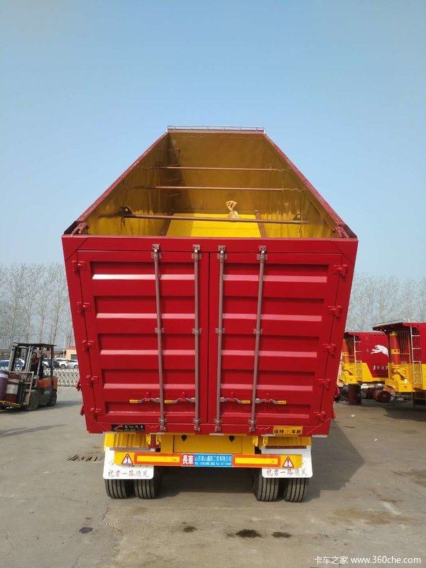 山东鑫阳专业制造平板后翻自卸车平板式半挂车图片