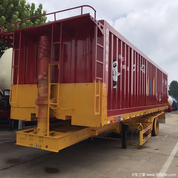 平板自卸半挂车，平板后翻，U型一体式后翻。自卸半挂车图片