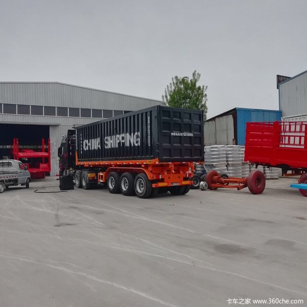 平板自卸半挂车，平板后翻，U型一体式后翻。自卸半挂车图片