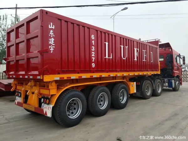 山东建宇LUFEI路飞牌轻量化自卸平板式半挂车图片