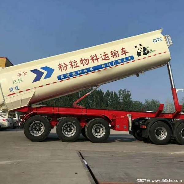 罐式后翻，可上户长度8.5米.9米，9.5米，粉粒物料运输半挂车图片