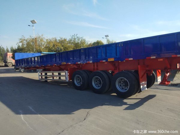 13米轻体标箱侧翻自重6.8T保拉50吨自卸半挂车图片