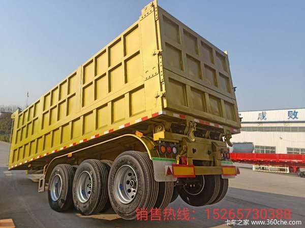 标准后翻自卸半挂车，可卧底，可做加高边板，宝钢高强度钢制作，国际进出口自卸半挂车图片