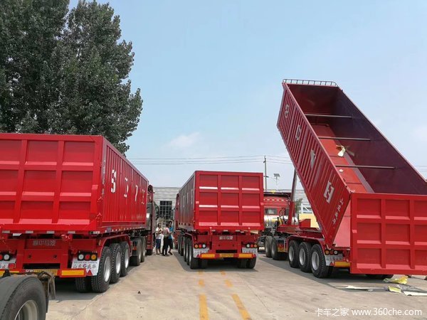 8米--11米平板后翻自卸半挂车自卸半挂车图片