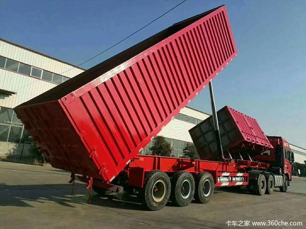 8米—11米平板后翻自卸最安全更结实的自卸车自卸半挂车图片