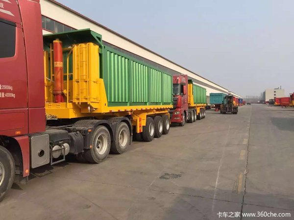8米—11米平板后翻自卸最安全更结实的自卸车自卸半挂车图片