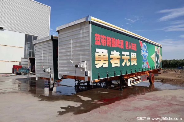 帘布式箱车骨架式集装箱半挂车图片