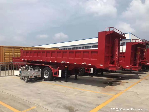 全国能上牌的标准后翻自卸车，下卧车底，标载专用，9米长60公分可加高自卸半挂车图片