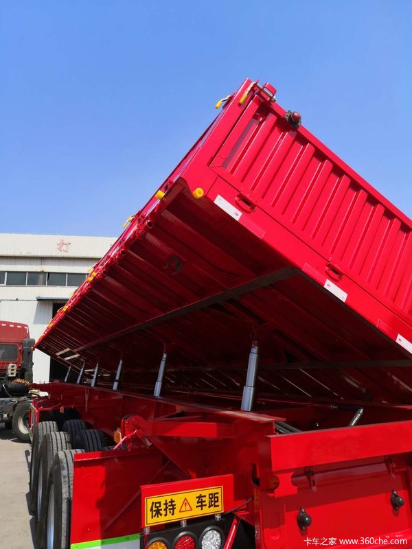 13米标车侧翻整车高强钢制作，整车6.4吨保拉50吨自卸半挂车图片