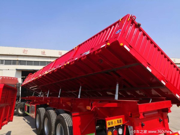 13米标车侧翻整车高强钢制作，整车6.4吨保拉50吨自卸半挂车图片