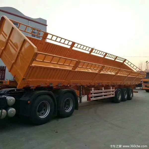 13米标车侧翻整车高强钢制作，整车6.4吨保拉50吨自卸半挂车图片