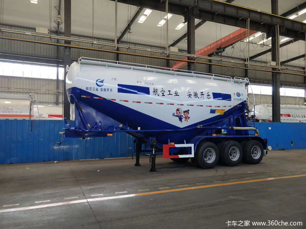中航开乐—粉罐车领导者，35方下灰半挂，自重5.4，现车3万提车。粉粒物料运输半挂车图片