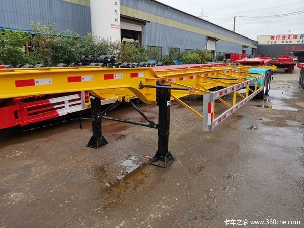 两桥钢铝混合轻型骨架骨架式集装箱半挂车图片