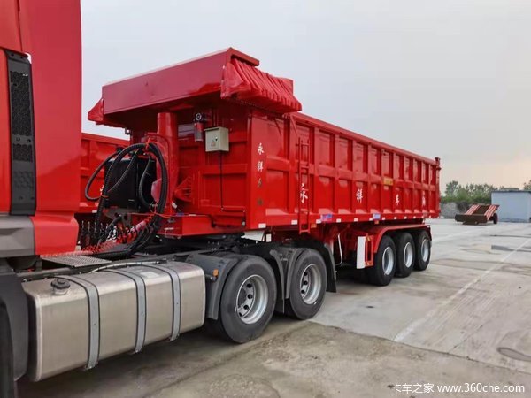 9米1.6米一体后翻自卸半挂以旧换新自卸半挂车图片