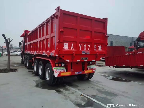 9米1.6米一体后翻自卸半挂以旧换新自卸半挂车图片