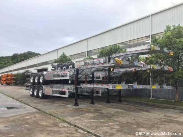 湖南长沙半挂车厂家，各种车型支持分期付款。骨架式集装箱半挂车图片