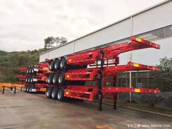 湖南长沙半挂车厂家，各种车型支持分期付款。骨架式集装箱半挂车图片