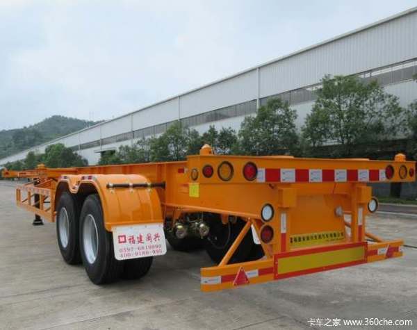 湖南长沙半挂车厂家，各种车型支持分期付款。骨架式集装箱半挂车图片