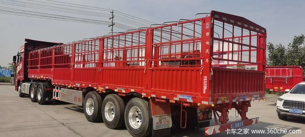 新国标锣响挂车仓栅式半挂车图片