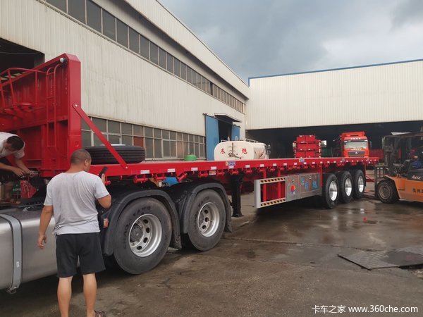 东旭挂车13米平板半挂车厂家直销可以上叉车佛山华梁汽贸平板式半挂车图片